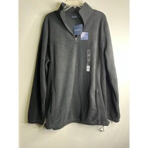 CROFT & Barrow LT Black Full Zip Up Fleece Jacket Soft Pocket Elastic Waist